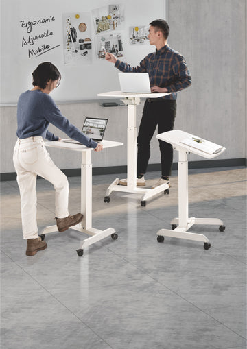 FLEX White Height Adjustable Table Mobile Table